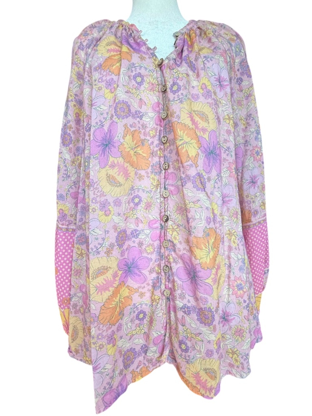 SPELL Hibiscus Lane Floral Long Sleeve Blouse Sz Medium - Picture 4 of 12